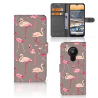 Nokia 5.3 | Telefoonhoesje | Met pasjeshouder | Flamingo