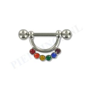 Tepelpiercing hanger regenboog M