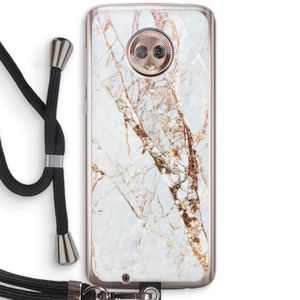 Goud marmer: Motorola Moto G6 Transparant Hoesje met koord