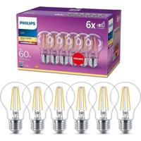 Philips, pacchetto di 6 LED trasparenti e 20 W 60W, bianco caldo, bianco caldo