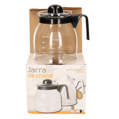 Gerimport Thee/koffie pot - zwarte deksel en handvat - 1 liter