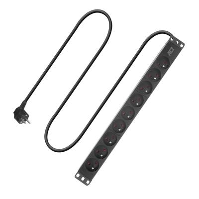 ACT PD3023 Stekkerdoos PDU 19" CEE7/7 9-voudig Type E | H05VV-F 3G1.5 | Zwart | 3 meter