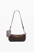 Kleine baguette tas met patch en studs - BROWN - U Kleine baguette tas met patch en studs - BROWN - U