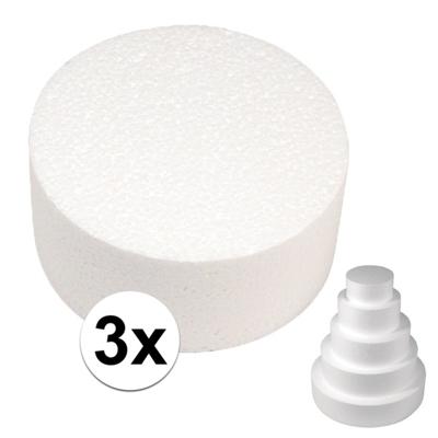 Piepschuim vormen schijf - 3x - 30 cm breed en 7 cm hoog - wit - knutselen - taartschijf - cirkel