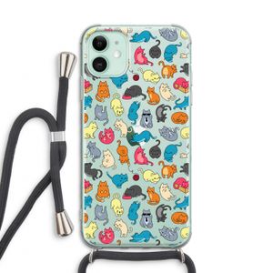 Kleurrijke katten: iPhone 11 Transparant Hoesje met koord