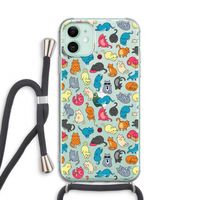 Kleurrijke katten: iPhone 11 Transparant Hoesje met koord