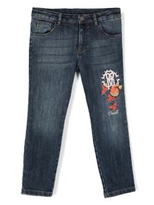 Roberto Cavalli Junior jean skinny à logo brodé - Bleu