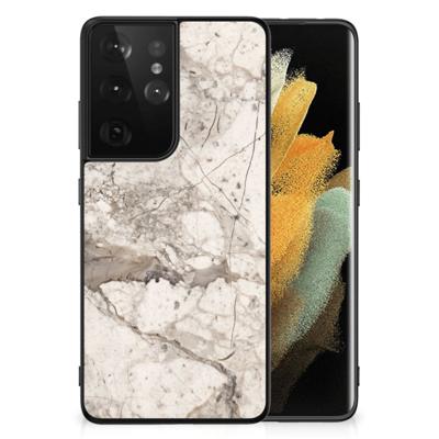 Samsung Galaxy S21 Ultra Marmeren Print Telefoonhoesje Marmer Beige