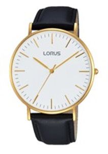 Lorus horlogeband RH882BX9 / VJ21 X071 / RHG053X Leder Zwart 20mm + zwart stiksel