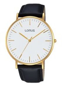Lorus horlogeband RH882BX9 / VJ21 X071 / RHG053X Leder Zwart 20mm + zwart stiksel