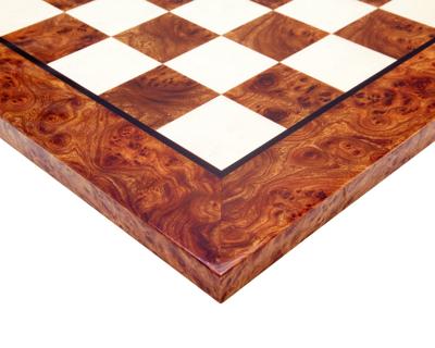 60 cm luxe schaakbord van wortelhout en iepenhout