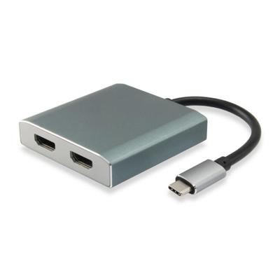 Equip 133464 usb type c to 2x hdmi female adapter, 2160p@30 hz, usb3.1 gen1, grey