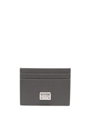 Dolce & Gabbana porte-cartes en cuir à plaque logo - Gris
