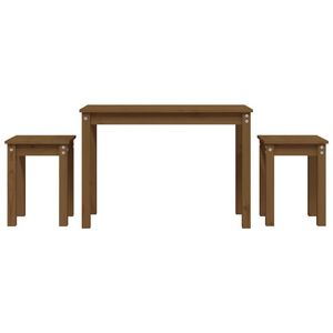 The Living Store Tafel Grenenhout - Set van 3 - Honingbruin - 80 x 40 x 55 cm - Multifunctioneel