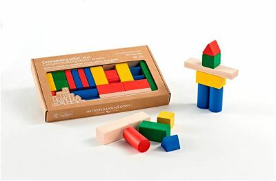 Gekleurde houten blokken - 30 stuks