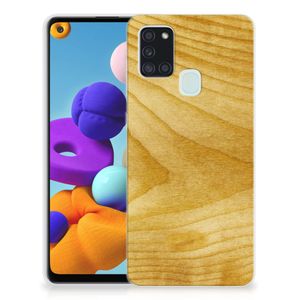 Samsung Galaxy A21s Bumper Hoesje Licht Hout