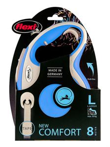 Flexi New Comfort L Tape 8 m Blauw Hond Intrekbare riem