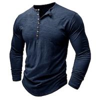 Voor heren Henley-shirt T-shirt Shirt met lange mouwen Effen Kleur Henley Buiten Casual Lange mouw nappi Kleding Modieus Dagelijks Lightinthebox - thumbnail