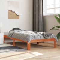Bedframe zonder matras massief grenenhout wasbruin 90x190 cm