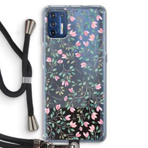 Sierlijke bloemen: Motorola Moto G9 Plus Transparant Hoesje met koord