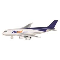 Speelgoed passagiers vliegtuig - wit/blauw - 19 cm - pull-back