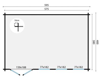 Blokhut - Tuinhuis Gabriella | 58 mm | grijs geïmpregneerd