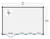 Blokhut - Tuinhuis Gabriella | 58 mm | grijs geïmpregneerd