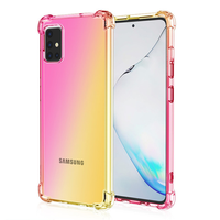 Samsung Galaxy A21S hoesje - Backcover - Extra dun - Transparant - Tweekleurig - TPU - Roze/Geel