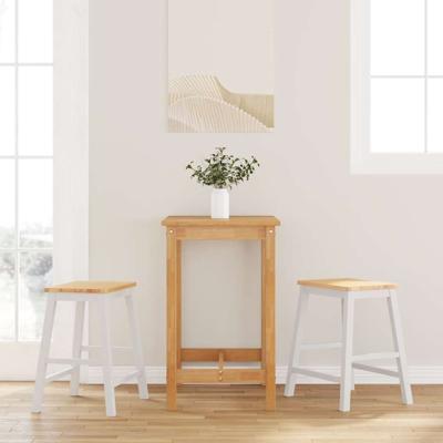 Barstoelen 2 st massief hout wit