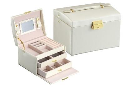 Eenvoudige draagbare sieraden doos oorbellen ring opslagconsolidatie doos met lades grootte: 17 5 x 14 x 13cm (wit)
