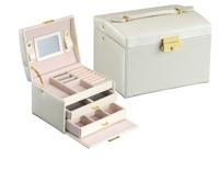Eenvoudige draagbare sieraden doos oorbellen ring opslagconsolidatie doos met lades grootte: 17 5 x 14 x 13cm (wit)