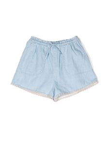 ZIMMERMANN Kids short en jean Halcyon à détail de patch - Bleu