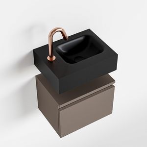 Toiletmeubel Mondiaz Andor | 40 cm | Meubelkleur Smoke | Lex vrijhangend wastafel Urban Rechts | 1 kraangat