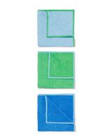 HEMA Microvezeldoekjes 35x35 Groen/blauw - 3 Stuks - thumbnail