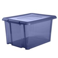 Kunststof opbergbox/opbergdoos donkerblauw transparant L65 x B50 x H36 cm stapelbaar