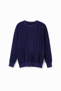 Trui met motieven in jacquard - BLUE - M