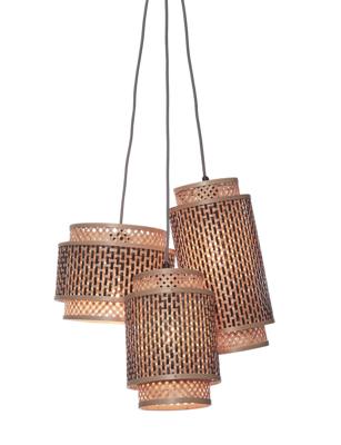 Hanglamp Bhutan bamboe 3-kappen mix - naturel