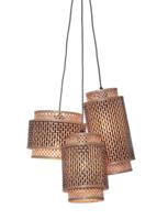 Hanglamp Bhutan bamboe 3-kappen mix - naturel
