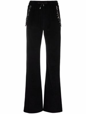 Philipp Plein pantalon de jogging Crystal Chain en velours - Noir
