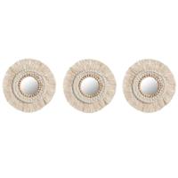 Set spiegels Home ESPRIT Wit Boho 20 x 1 x 20 cm (3 Onderdelen)