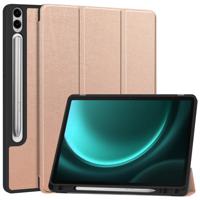 Basey Samsung Galaxy Tab S9 FE Plus Hoesje Kunstleer Hoes Case Cover -Rosé Goud
