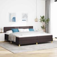 Boxspringbed met matras en LED stof donkerbruin 200x200 cm