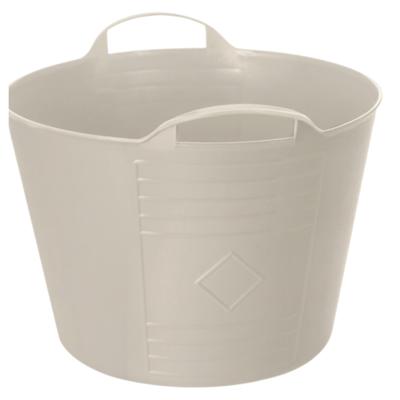 Flexibele kuip / emmer - beige - 15 liter - kunststof - 35 x 28 cm - met handvatten