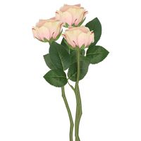 Top Art Kunstbloem roos Nina - 3x - lichtroze - 27 cm - kunststof steel - decoratie bloemen - Kunstbloemen - thumbnail