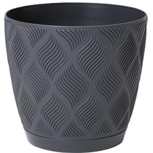 Form Plastic Plantenpot/bloempot New Age - kunststof - antraciet - D15 x H14 cm - met schotel