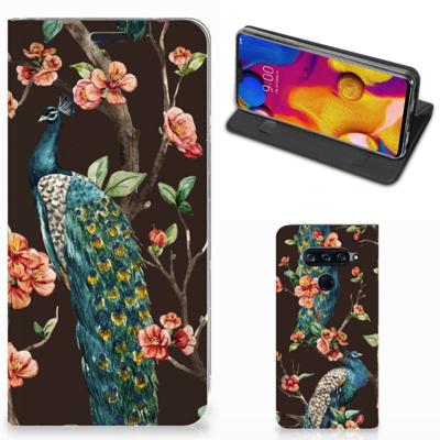 LG V40 Thinq | Hoesje maken | Pauw met Bloemen