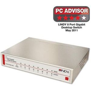 Lindy Network Switch - Gigabit, Desktop, 8 Port, 10/100/1000