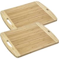 2x Stuks snijplank met handvat 40 x 30 cm van bamboe hout - Snijplanken - thumbnail