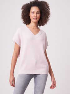 Trui met korte mouwen en minipailletten van katoen cashmere melange
