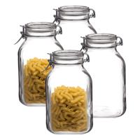 Voorraad/weckpot - 4x - transparant - glas - 22 x 10 cm - 1,5 L - Bormioli Rocco